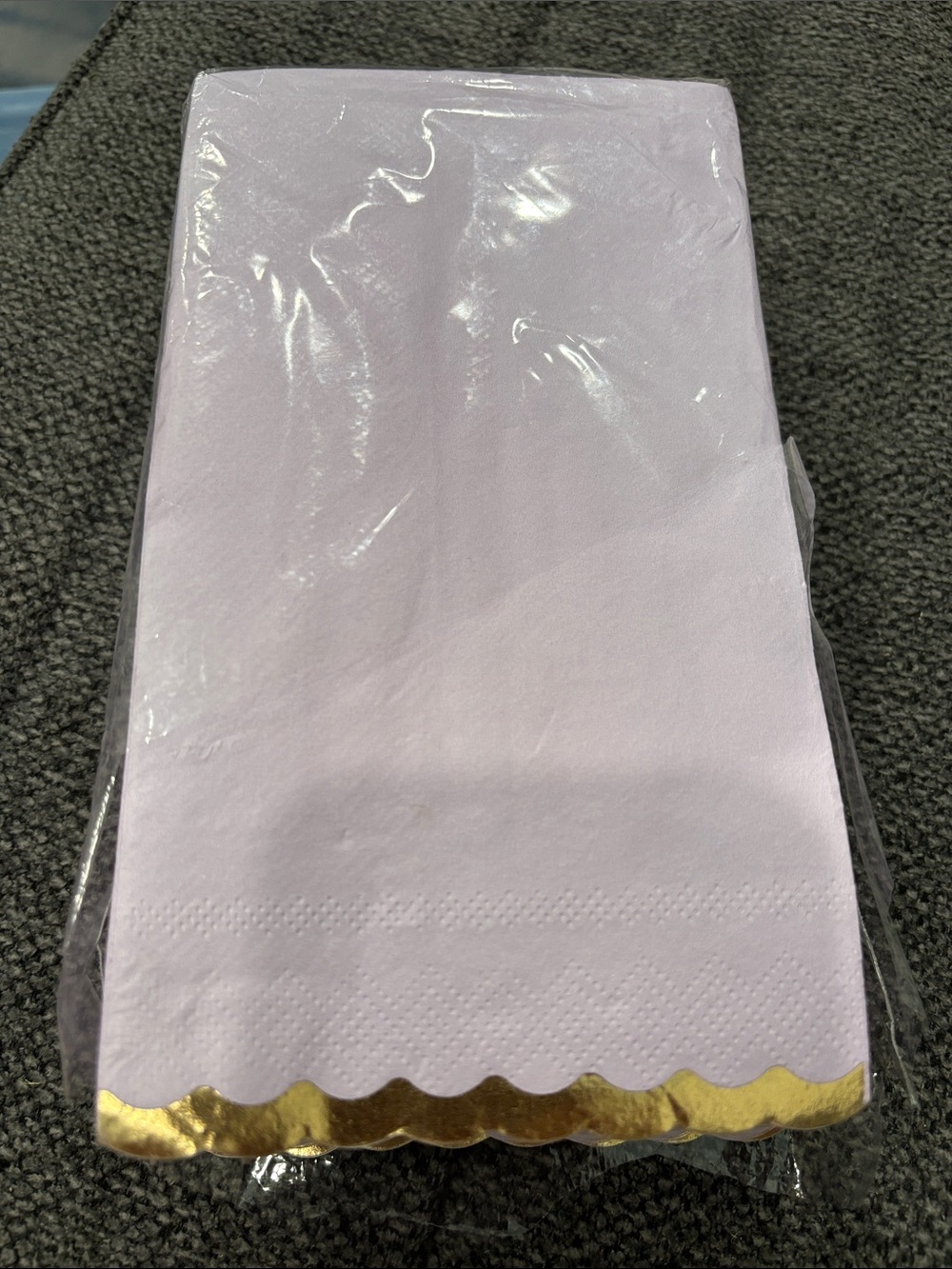 Purple Napkins With Gold Foil Scalloped Edge